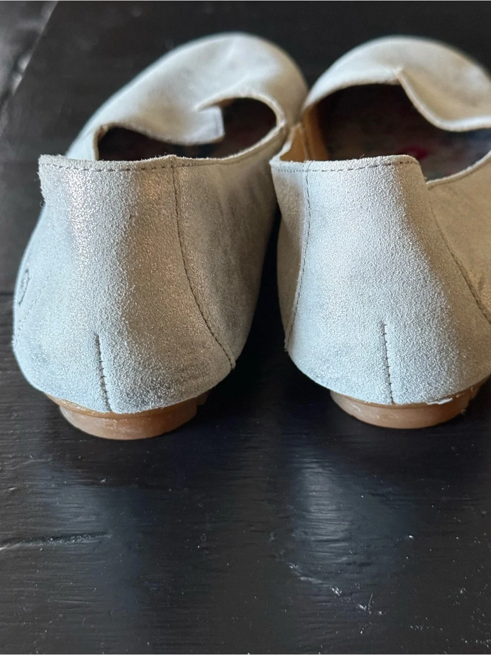 Born Silver Metallic Suede Genuine Leather Loafers